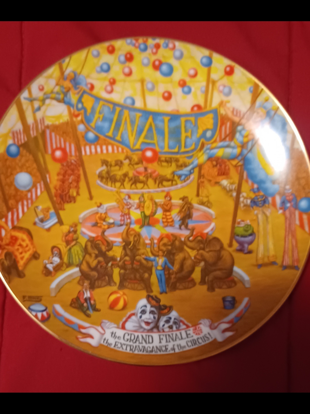 Vintage Circus 'Finale' Decorative Plate - Yellow & Blue